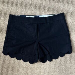 J.Crew Black Scalloped Linen Shorts Size 6 Tailored Summer Resort Chic NWT